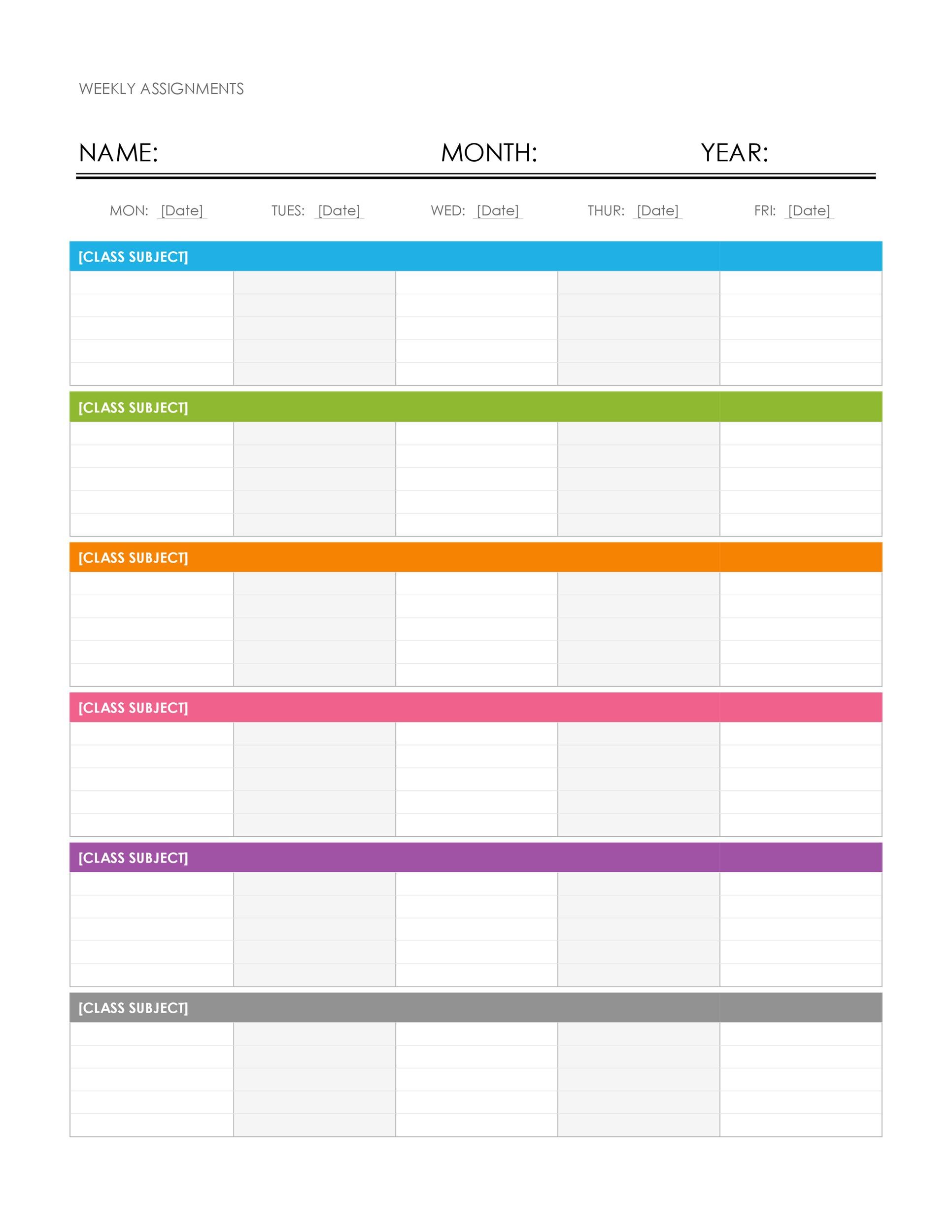 free weekly calendar template for mac